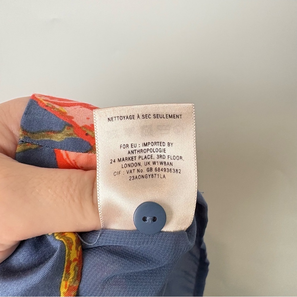 Anthropologie Maeve Floral Poppy Print Mini Dress Pleated Bodice Cutout Back - Picture 7 of 7